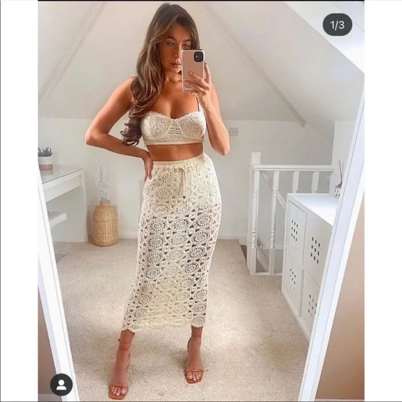 Zara Skirts Nwot Zara Off White Crochet Pencil Skirt Poshmark